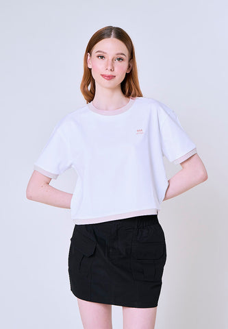 Mossimo Miralyn White Ringer Boxy Fit Tee