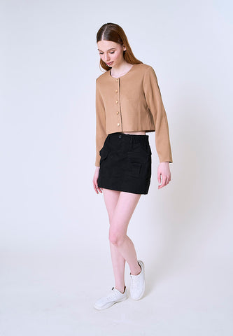 Mossimo Eleanor Brown Cropped Tweed Jacket