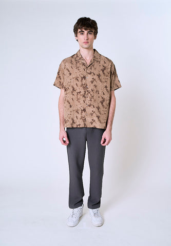 Mossimo Arden Brown Printed Loose Woven Short Sleeves