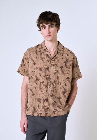 Mossimo Arden Brown Printed Loose Woven Short Sleeves