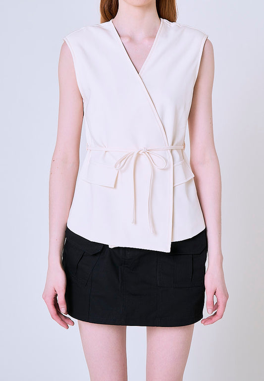 Mossimo Katherine Off White Wrap Classic Top
