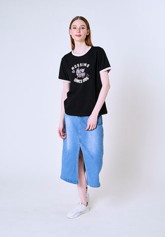 Mossimo Samantha Black Classic Fit Tee