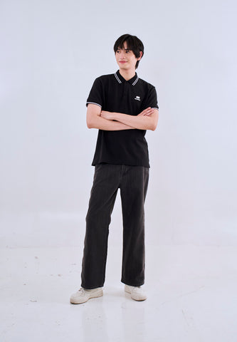 Mossimo Black Polo Shirt with Tipping on Collar For Men