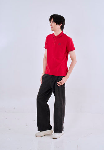 Mossimo Red Polo Shirt with Tipping on Collar For Men