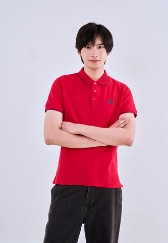 Mossimo Red Polo Shirt with Tipping on Collar For Men