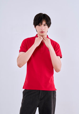 Mossimo Red Polo Shirt with Tipping on Collar For Men