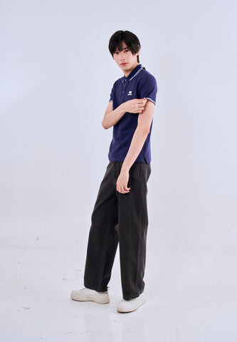 Mossimo Navy Blue Polo Shirt with Tipping on Collar For Men