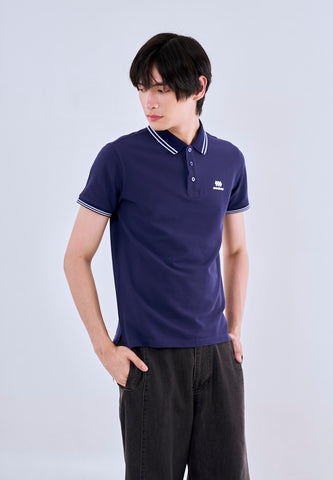 Mossimo Navy Blue Polo Shirt with Tipping on Collar For Men