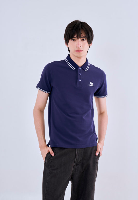 Mossimo Navy Blue Polo Shirt with Tipping on Collar For Men