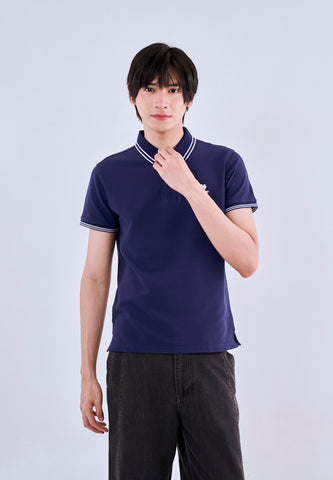 Mossimo Navy Blue Polo Shirt with Tipping on Collar For Men