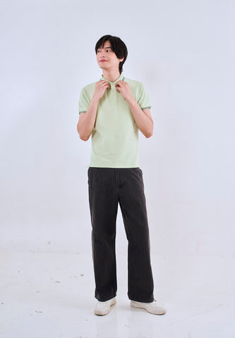 Mossimo Light Green Polo Shirt with Tipping on Collar For Men