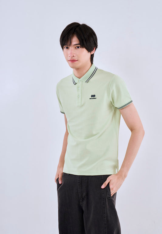 Mossimo Light Green Polo Shirt with Tipping on Collar For Men