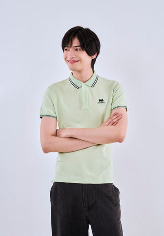 Mossimo Light Green Polo Shirt with Tipping on Collar For Men
