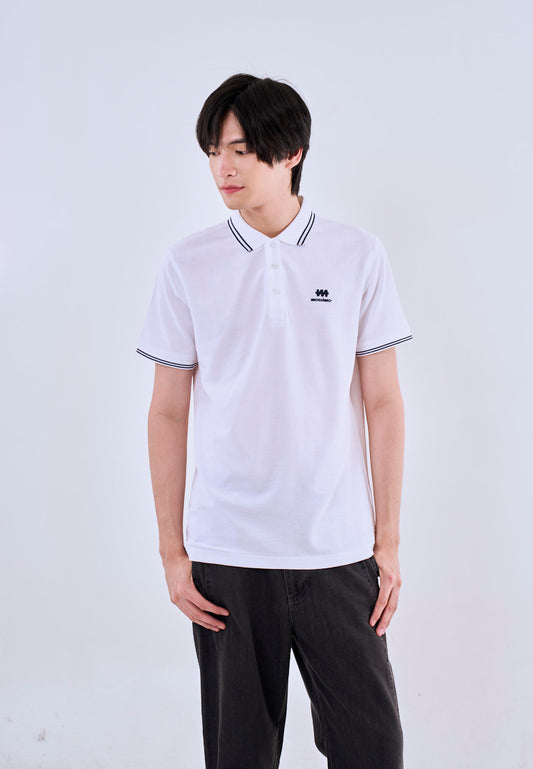 Mossimo White Polo Shirt with Tipping on Collar For Men