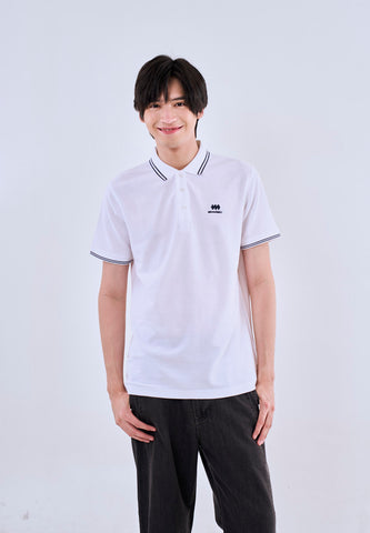 Mossimo White Polo Shirt with Tipping on Collar For Men