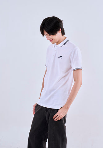 Mossimo White Polo Shirt with Tipping on Collar For Men