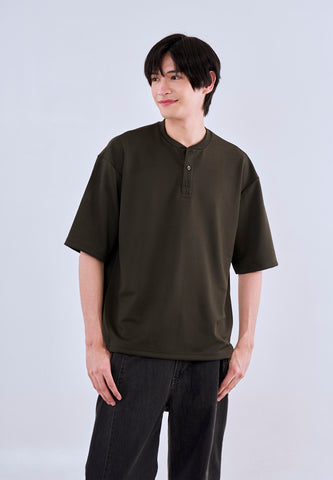 Mossimo Percy Dark Green Tailored Fit Henly Shirt Tee For Men