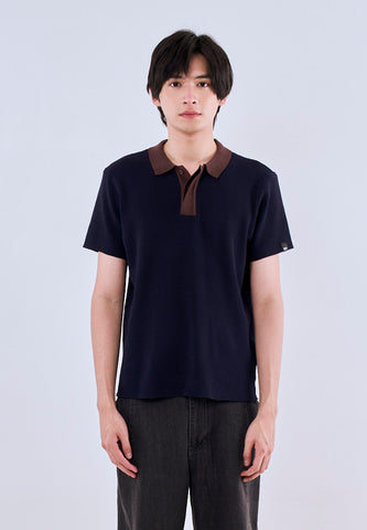 Mossimo Eugeen Navy Blue Flat Knit Classic Polo Shirt For Men