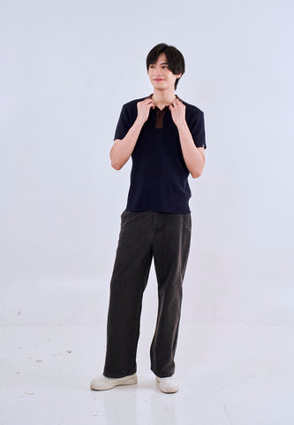 Mossimo Eugeen Navy Blue Flat Knit Classic Polo Shirt For Men