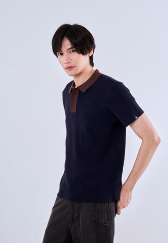 Mossimo Eugeen Navy Blue Flat Knit Classic Polo Shirt For Men