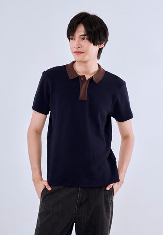 Mossimo Eugeen Navy Blue Flat Knit Classic Polo Shirt For Men