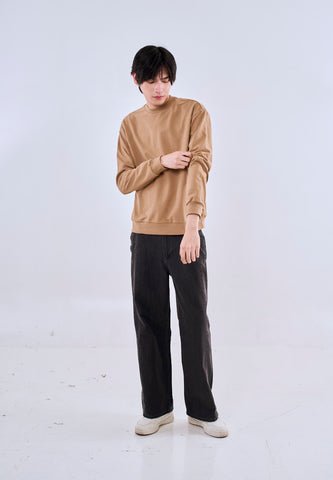 Mossimo Khaki Tailored Fit Longsleeves Round Neck For Men