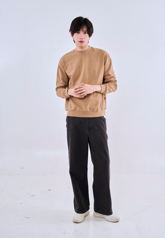 Mossimo Khaki Tailored Fit Longsleeves Round Neck For Men