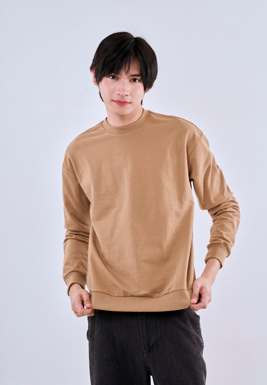 Mossimo Khaki Tailored Fit Longsleeves Round Neck For Men