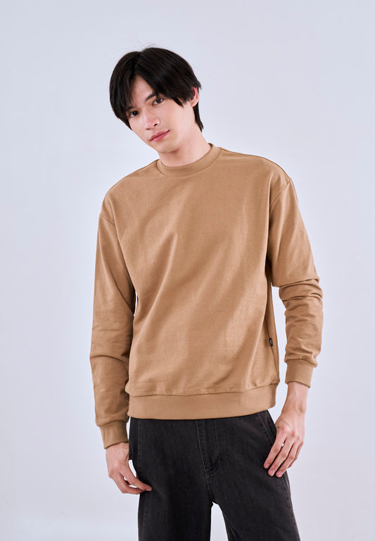 Mossimo Khaki Tailored Fit Longsleeves Round Neck For Men