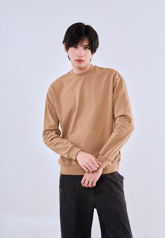 Mossimo Khaki Tailored Fit Longsleeves Round Neck For Men
