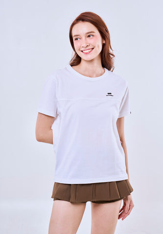 Mossimo White Classic Fit Tee w/ Piping Round Neck For Women