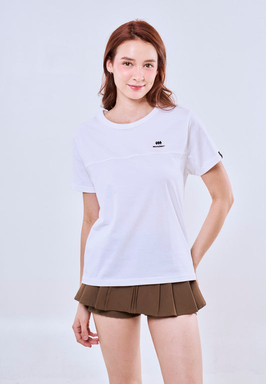 Mossimo White Classic Fit Tee w/ Piping Round Neck For Women