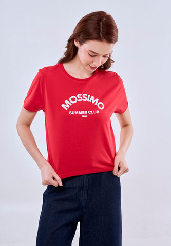 Mossimo Red Classic Cropped Fit Tee Summer Club Round Neck For Women
