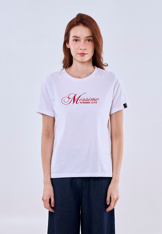 Mossimo White Classic Fit Tee w/ Embroidery Round Neck For Women