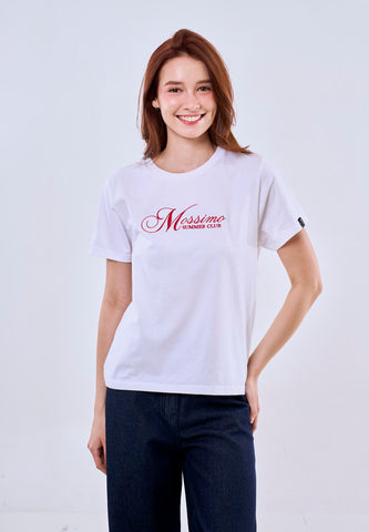 Mossimo White Classic Fit Tee w/ Embroidery Round Neck For Women
