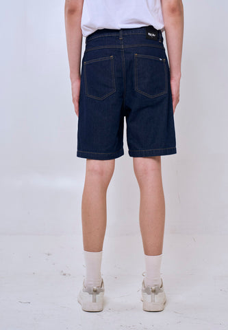 Mossimo Xander Dark Blue Denim Shorts w/ Contrast Stitch For Men