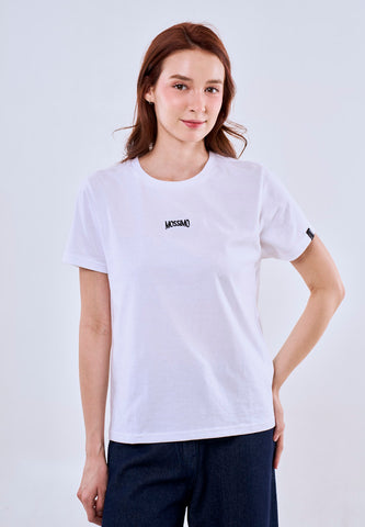 Mossimo White Classic Fit Tee w/ Small Embroidery Round Neck For Women