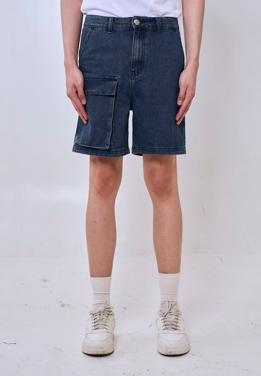 Mossimo Isaac Dark Blue Denim Short  w/ Flap Boxy Pocket For Men