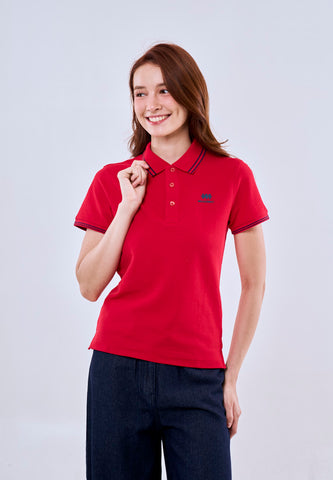 Mossimo Red Polo Tee with Tipping on Collar For Women