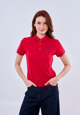 Mossimo Red Polo Tee with Tipping on Collar For Women