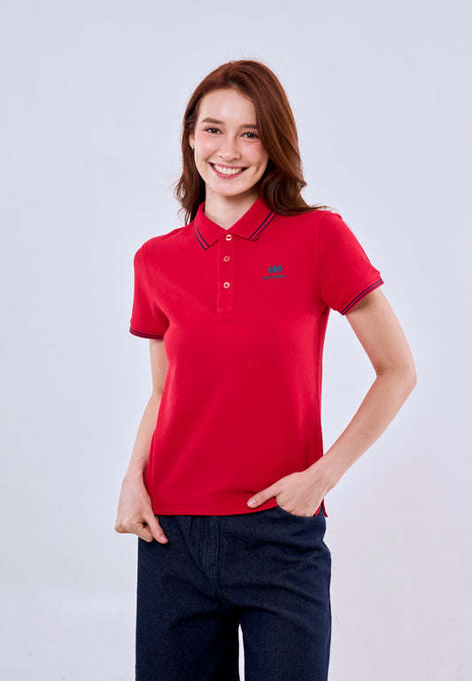 Mossimo Red Polo Tee with Tipping on Collar For Women