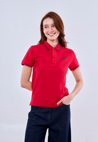 Mossimo Red Polo Tee with Tipping on Collar For Women
