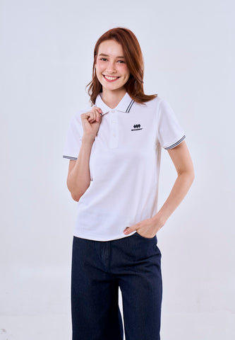 Mossimo White Polo Tee with Tipping on Collar For Women