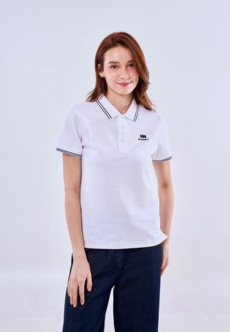Mossimo White Polo Tee with Tipping on Collar For Women