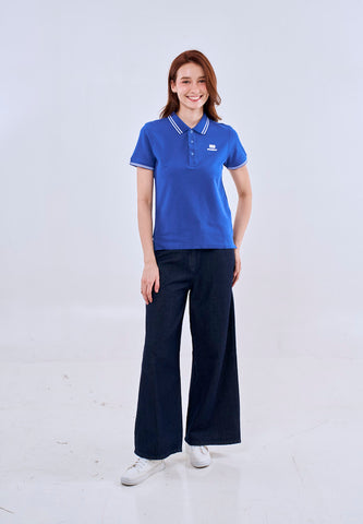 Mossimo Sapphire Polo Tee with Tipping on Collar For Women