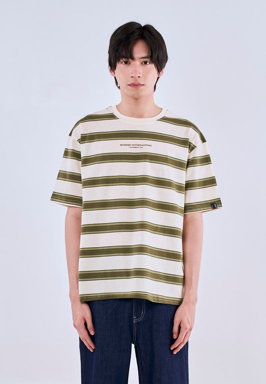 Mossimo Dalton Cream Olive Round Neck Modern Fit Tee For Men