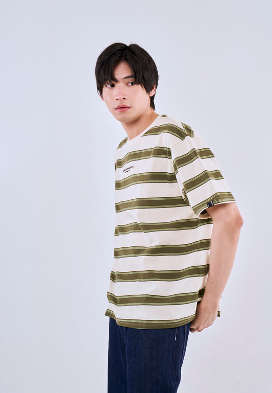 Mossimo Dalton Cream Olive Round Neck Modern Fit Tee For Men