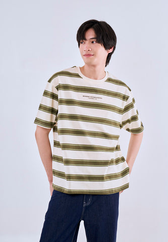 Mossimo Dalton Cream Olive Round Neck Modern Fit Tee For Men