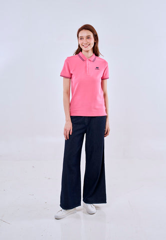 Mossimo Rose Red Polo Tee with Tipping on Collar For Women