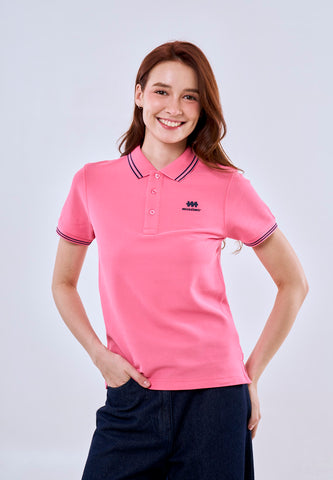 Mossimo Rose Red Polo Tee with Tipping on Collar For Women